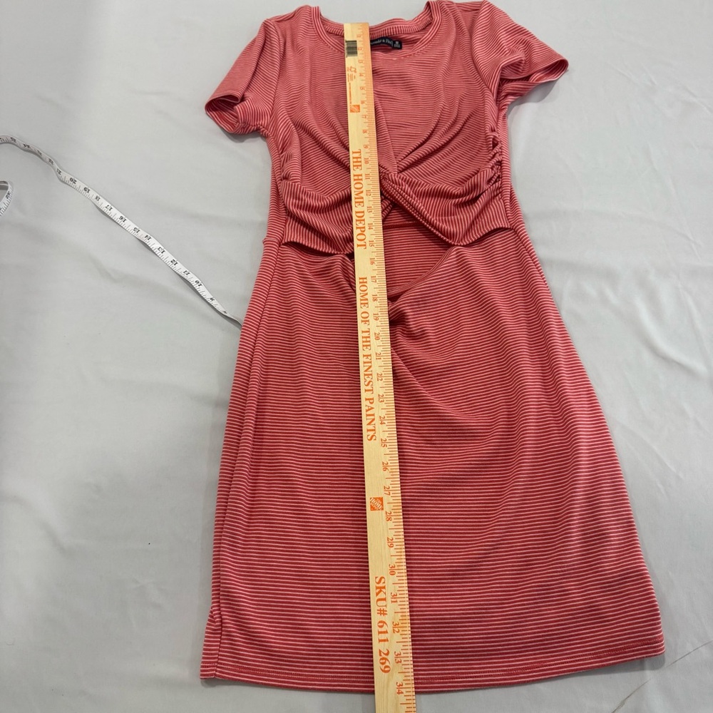 Abercrombie & Fitch pink and White Striped Knit Midi dress With cut out medium - Picture 5 of 6